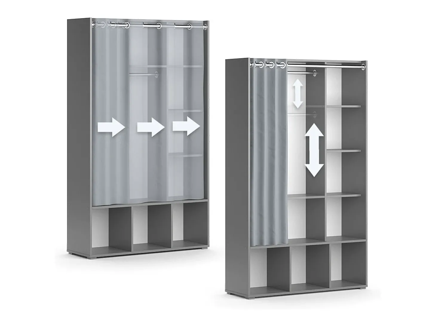 Roupeiro para crianças cinza 105.8x38x178.1 luigi