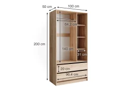 Roupeiro para crianças sonoma 100x50x200 elmo