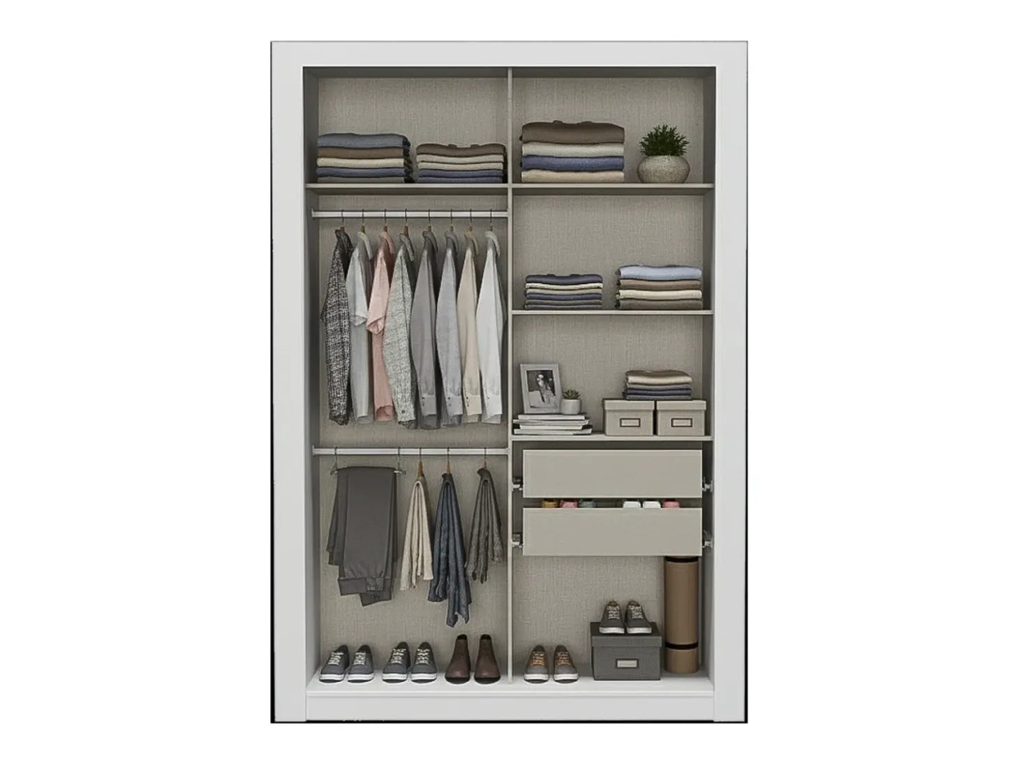 Roupeiro PETTERI - 2 portas deslizantes - Com espelho - C 152 cm - Branco