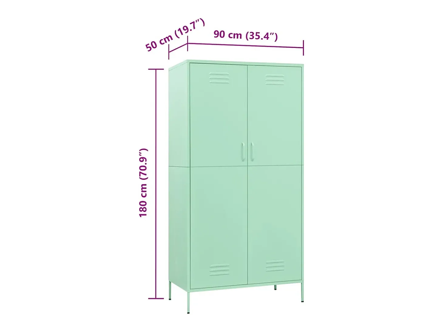 Roupeiro 90x50x180 cm aço verde-hortelã