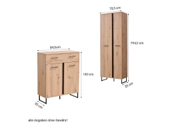 Roupeiro 70,5x194,5x35 cm Madeira de carvalho natural Conjunto de 5 peças para hall
