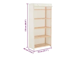 Roupeiro 79x40x170 cm tecido branco