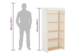 Roupeiro 79x40x170 cm tecido branco