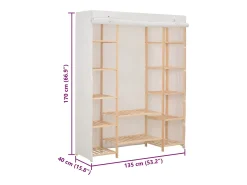 Roupeiro 135x40x170 cm tecido branco