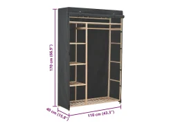 Roupeiro 110x40x170 cm tecido cinzento