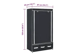 Roupeiro 87x49x159 cm tecido preto