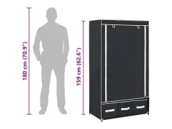 Roupeiro 87x49x159 cm tecido preto