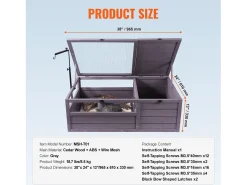 Répteis de Vivário, SucceBuy 96,5 × 61 × 33 cm Habitat para Tartarugas, Casa de Madeira, 2 Peças para Répteis de Interior/Exterior
