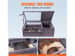 Répteis de Vivário, SucceBuy 96,5 × 61 × 33 cm Habitat para Tartarugas, Casa de Madeira, 2 Peças para Répteis de Interior/Exterior