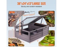 Répteis de Vivário, SucceBuy 96,5 × 61 × 33 cm Habitat para Tartarugas, Casa de Madeira, 2 Peças para Répteis de Interior/Exterior