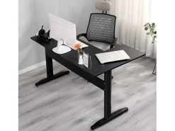 Rute Desk, Mesa de canto, Mesa de escritório multiuso, Mesa de trabalho que economiza espaço, 80x140h75 cm, Preto
