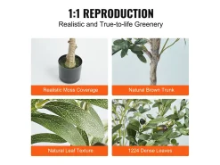 Árvore Artificial SucceBuy 179 cm, Planta Artificial PE, para Casa Escritório Centros Comerciais Interior Exterior