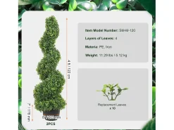 Árvore artificial SucceBuy Árvore Topiária Espiral Artificial de 1,2 m, Planta Artificial Resistente Aos Raios UV, Decoração para Casa Interior/Exterior