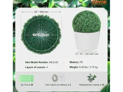 Árvore artificial SucceBuy Bola de Topiária Artificial de 20" com Plantas Artificiais para Decoração Interior/Exterior