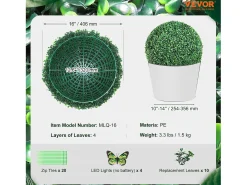 Árvore artificial SucceBuy Bola Topiária Artificial de 40 cm, Plantas Verdes Artificiais para Decoração Interior/Exterior