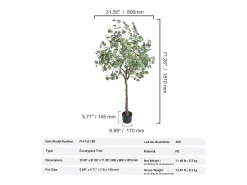 Árvore Artificial SucceBuy 181 cm, Planta Artificial PE, para Casa Escritório Centros Comerciais Interior Exterior
