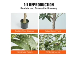 Árvore Artificial SucceBuy 155 cm, Planta Artificial PE, para Casa Escritório Centros Comerciais Interior Exterior