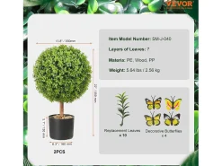 Árvore artificial SucceBuy Árvore Topiária Artificial de 60 cm, Planta Falsa, Folhas Substituíveis, Decoração para Casa