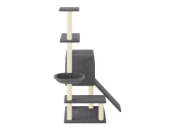 Árvore gatos c/ postes arranhadores sisal 130,5 cm cinza-escuro