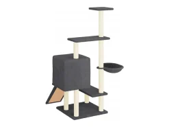 Árvore gatos c/ postes arranhadores sisal 130,5 cm cinza-escuro