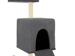Árvore gatos c/ postes arranhadores sisal 130,5 cm cinza-escuro