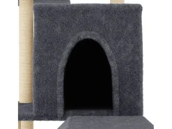 Árvore gatos c/ postes arranhadores sisal 110,5 cm cinza-escuro