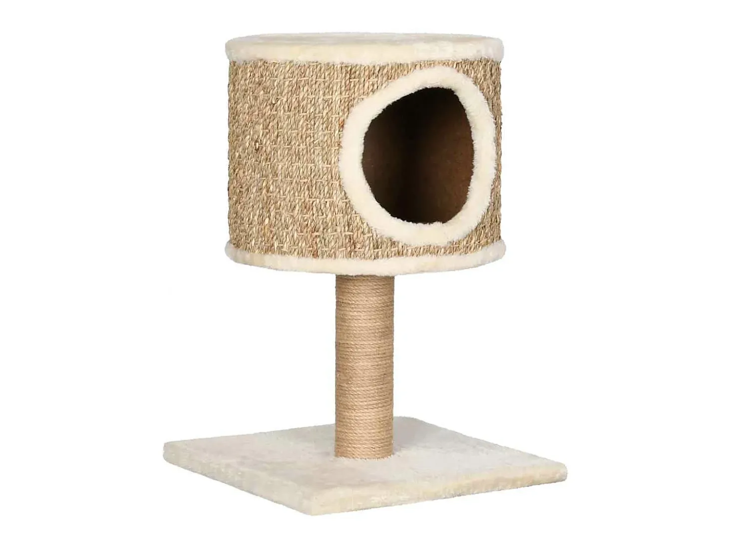 Árvore p/ gatos c/ ninho e poste arranhador 52 cm erva marinha