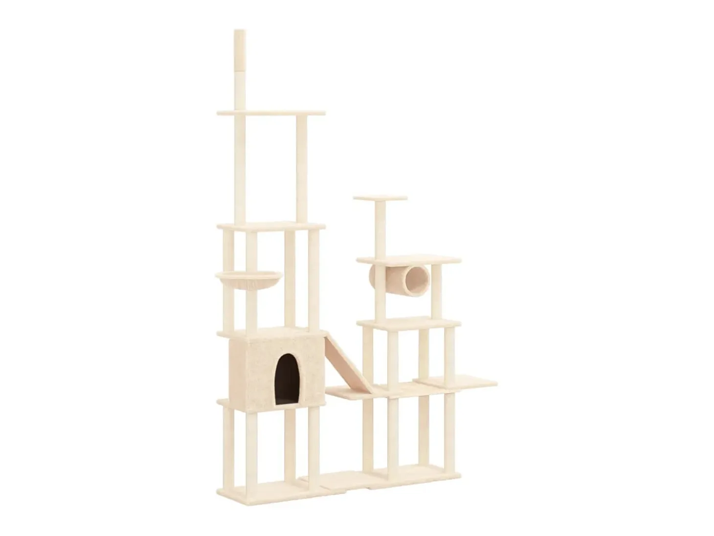 Árvore p/ gatos c/ postes arranhadores sisal 279 cm cor creme