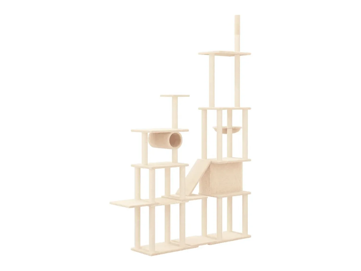 Árvore p/ gatos c/ postes arranhadores sisal 279 cm cor creme
