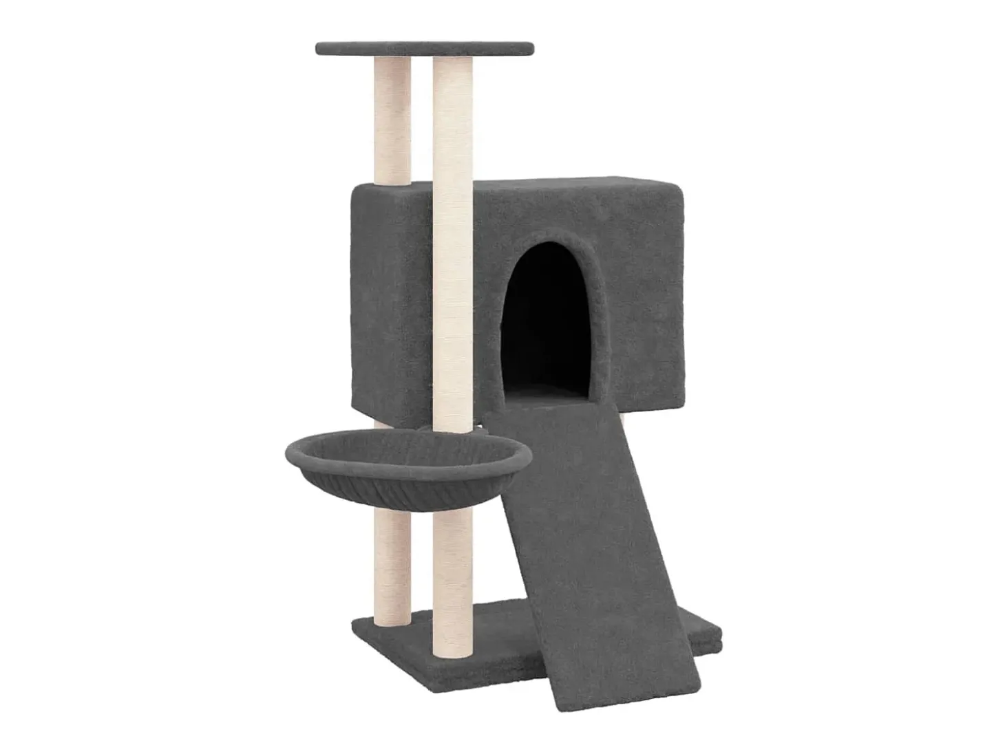 Árvore p/ gatos c/ postes arranhadores sisal 96 cm cinza-escuro