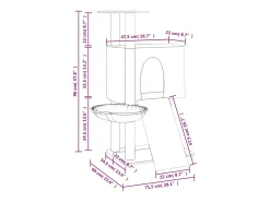 Árvore p/ gatos c/ postes arranhadores sisal 96 cm cinza-escuro