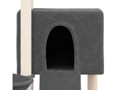 Árvore p/ gatos c/ postes arranhadores sisal 96 cm cinza-escuro
