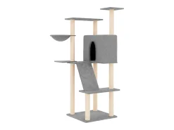 Árvore p/ gatos c/ postes arranhadores sisal 143 cm cinza-claro