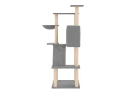 Árvore p/ gatos c/ postes arranhadores sisal 143 cm cinza-claro