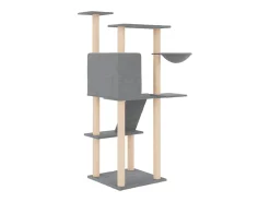 Árvore p/ gatos c/ postes arranhadores sisal 143 cm cinza-claro