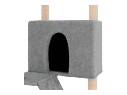 Árvore p/ gatos c/ postes arranhadores sisal 143 cm cinza-claro