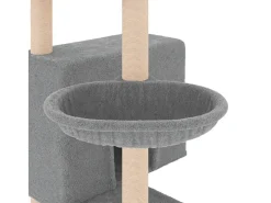 Árvore p/ gatos c/ postes arranhadores sisal 143 cm cinza-claro