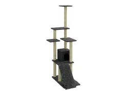 Árvore p/ gatos c/ postes arranhadores sisal 155cm cinza-escuro