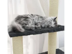 Árvore p/ gatos c/ postes arranhadores sisal 155cm cinza-escuro
