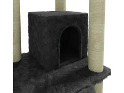Árvore p/ gatos c/ postes arranhadores sisal 155cm cinza-escuro