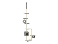 Árvore p/ gatos c/ postes arranhadores sisal 260 cm cinzento