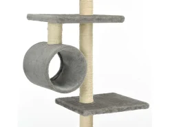 Árvore p/ gatos c/ postes arranhadores sisal 260 cm cinzento