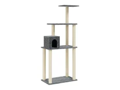 Árvore p/ gatos c/ postes arranhadores sisal 147cm cinza-escuro