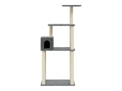 Árvore p/ gatos c/ postes arranhadores sisal 147cm cinza-escuro