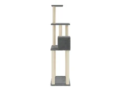 Árvore p/ gatos c/ postes arranhadores sisal 147cm cinza-escuro