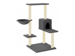 Árvore p/ gatos c/ postes arranhadores sisal 95 cm cinza-escuro