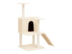 Árvore p/ gatos c/ postes arranhadores sisal 109 cm cor creme