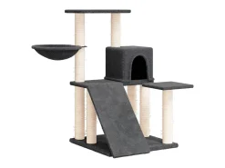 Árvore p/ gatos c/ postes arranhadores sisal 82 cm cinza-escuro