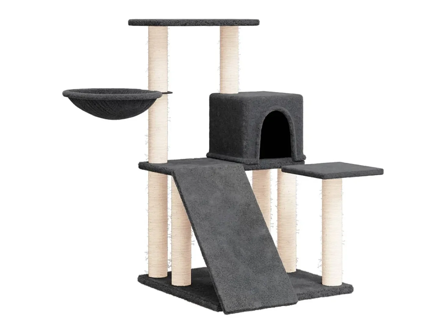 Árvore p/ gatos c/ postes arranhadores sisal 82 cm cinza-escuro