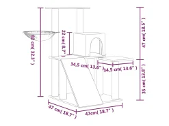 Árvore p/ gatos c/ postes arranhadores sisal 82 cm cinza-escuro